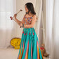 Teal Mirror Work Lehenga Choli for Navratri