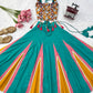 Teal Mirror Work Lehenga Choli for Navratri