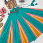 Teal Mirror Work Lehenga Choli for Navratri