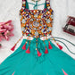 Teal Mirror Work Lehenga Choli for Navratri