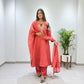 Coral Chanderi Kurta Palazzo Set with Dupatta