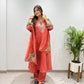 Coral Chanderi Kurta Palazzo Set with Dupatta