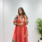 Coral Chanderi Kurta Palazzo Set with Dupatta