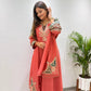 Coral Chanderi Kurta Palazzo Set with Dupatta