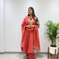 Coral Chanderi Kurta Palazzo Set with Dupatta