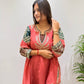 Coral Chanderi Kurta Palazzo Set with Dupatta