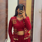Red Cotton Lehenga with Mirror Work Shrug