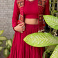 Red Cotton Lehenga with Mirror Work Shrug