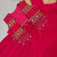Red Cotton Lehenga with Mirror Work Shrug