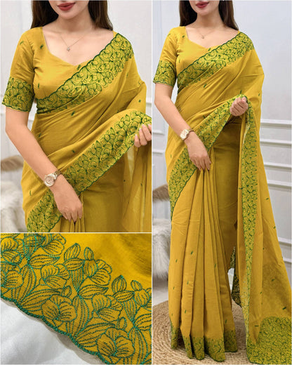 Kashmiri Embroidered Chiffon Saree