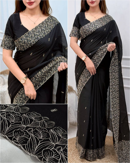 Kashmiri Embroidered Chiffon Saree