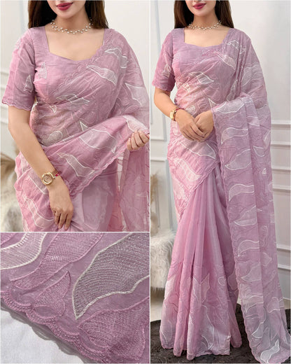 Ivory Turkish Organza Saree