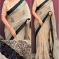 Mul Chanderi Saree with Black Lace Border
