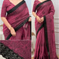Mul Chanderi Saree with Black Lace Border