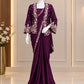 Wine Crepe Satin Saree with Embroidered Jacket