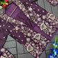 Wine Crepe Satin Saree with Embroidered Jacket