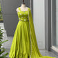 Lime Green Mirror Work Lehenga Choli