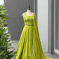 Lime Green Mirror Work Lehenga Choli