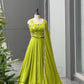 Lime Green Mirror Work Lehenga Choli