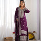Designer Chinnon Silk Sharara Suit with Embroidery and Dupatta