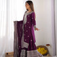 Designer Chinnon Silk Sharara Suit with Embroidery and Dupatta