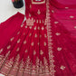 Sage Green Shimmer Silk Anarkali Gown Set