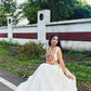 Ivory Rayon Garba Lehenga with Mirror Blouse