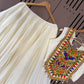 Ivory Rayon Garba Lehenga with Mirror Blouse