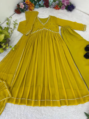 Mauve Fox Georgette Anarkali Gown Set with Dupatta