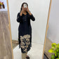 Black Muslin Floral Print Kurti Set with Dupatta