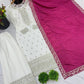 Embroidered Chinnon Silk Suit Set with Dupatta