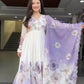 Floral Embroidered Faux Georgette Gown Set