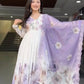 Floral Embroidered Faux Georgette Gown Set