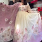 Floral Embroidered Faux Georgette Gown Set