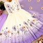 Floral Embroidered Faux Georgette Gown Set