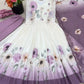 Floral Embroidered Faux Georgette Gown Set