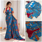 Blue Floral Ready to Wear Saree with Jacket