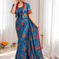 Blue Floral Ready to Wear Saree with Jacket