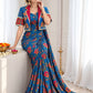 Blue Floral Ready to Wear Saree with Jacket