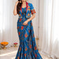 Blue Floral Ready to Wear Saree with Jacket