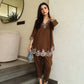 Brown Embroidered Kurta Pant Co-ord Set
