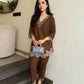 Brown Embroidered Kurta Pant Co-ord Set