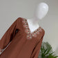 Brown Embroidered Kurta Pant Co-ord Set