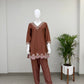 Brown Embroidered Kurta Pant Co-ord Set