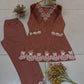 Brown Embroidered Kurta Pant Co-ord Set