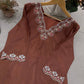 Brown Embroidered Kurta Pant Co-ord Set