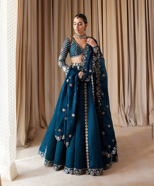 Malai Silk Embroidered Lehenga Set