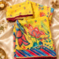 Yellow Floral Print Georgette Saree
