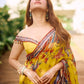 Yellow Floral Print Georgette Saree