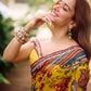 Yellow Floral Print Georgette Saree